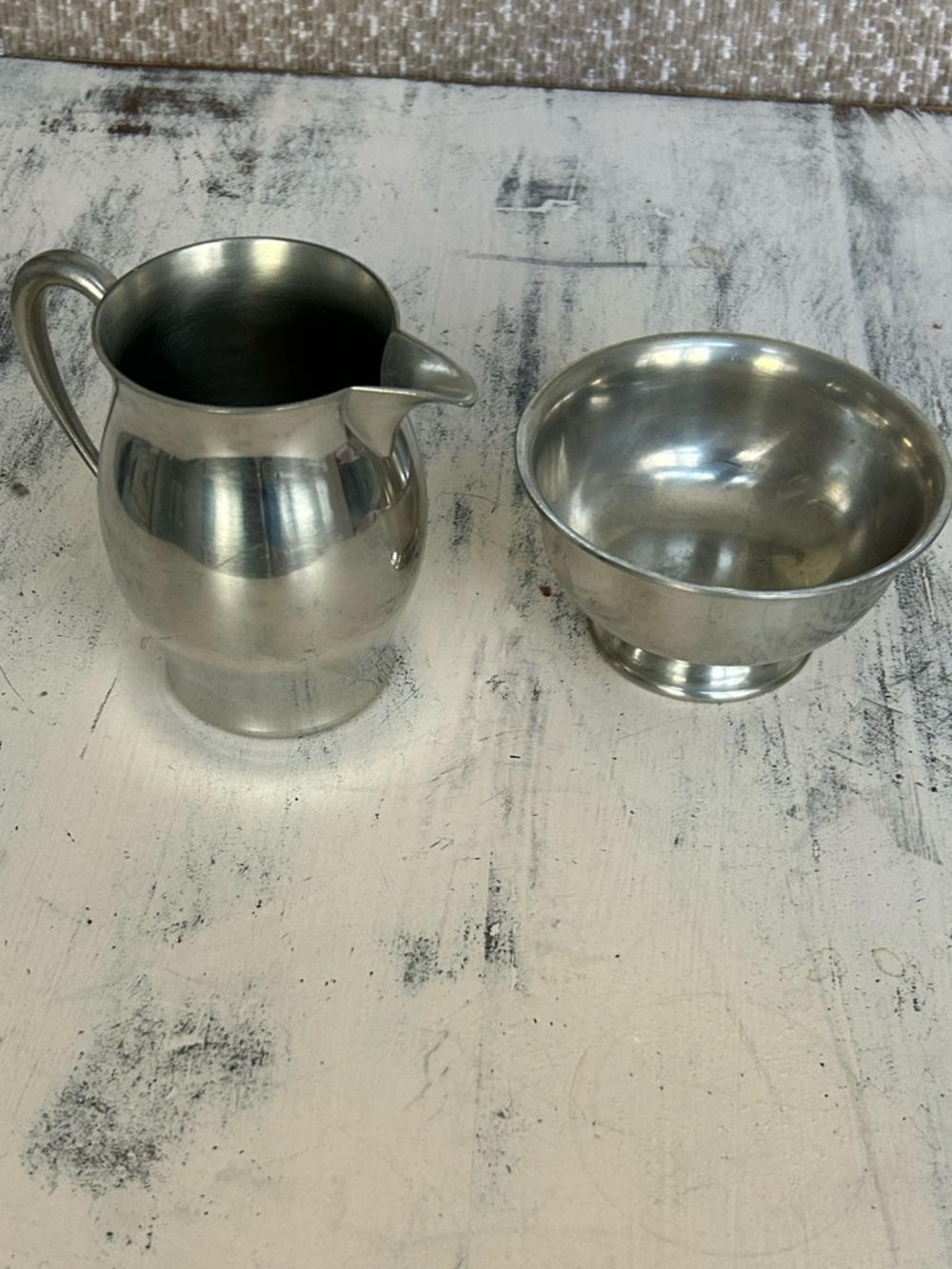 Woodbury Pewter creamer and sugar set vintage